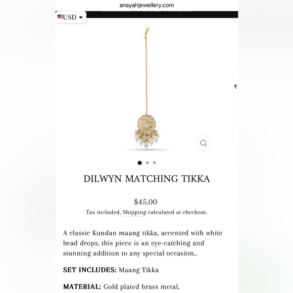 NWT Maang tikka headpiece Anayah jewelry - Picture 5 of 5